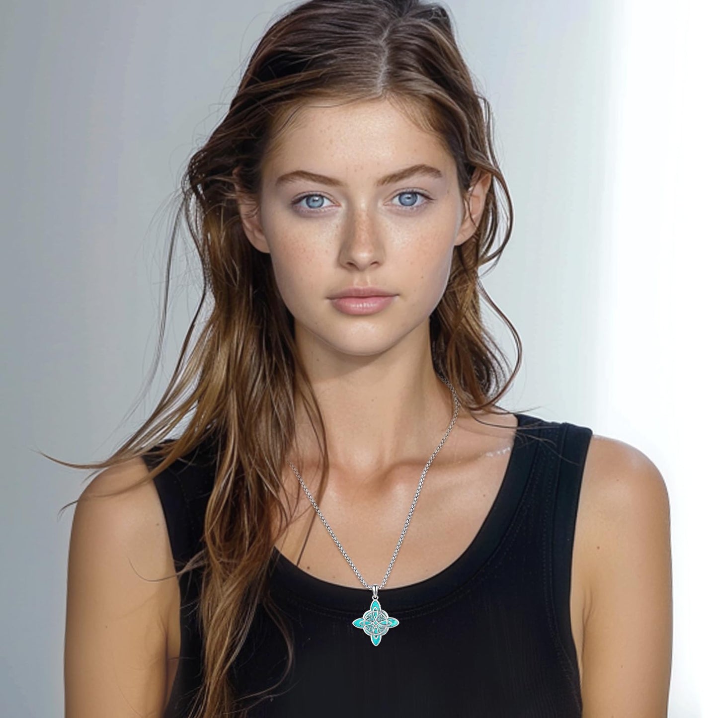 Turquoise Jewelry for Women Men 925 Sterling Silver Pendant Urn Necklaces for Ashes Picture Locket Necklace Thor Hammer Yggdrasil Virgen De Guadalupe St Michael Christopher Judas Witches Knot Necklace