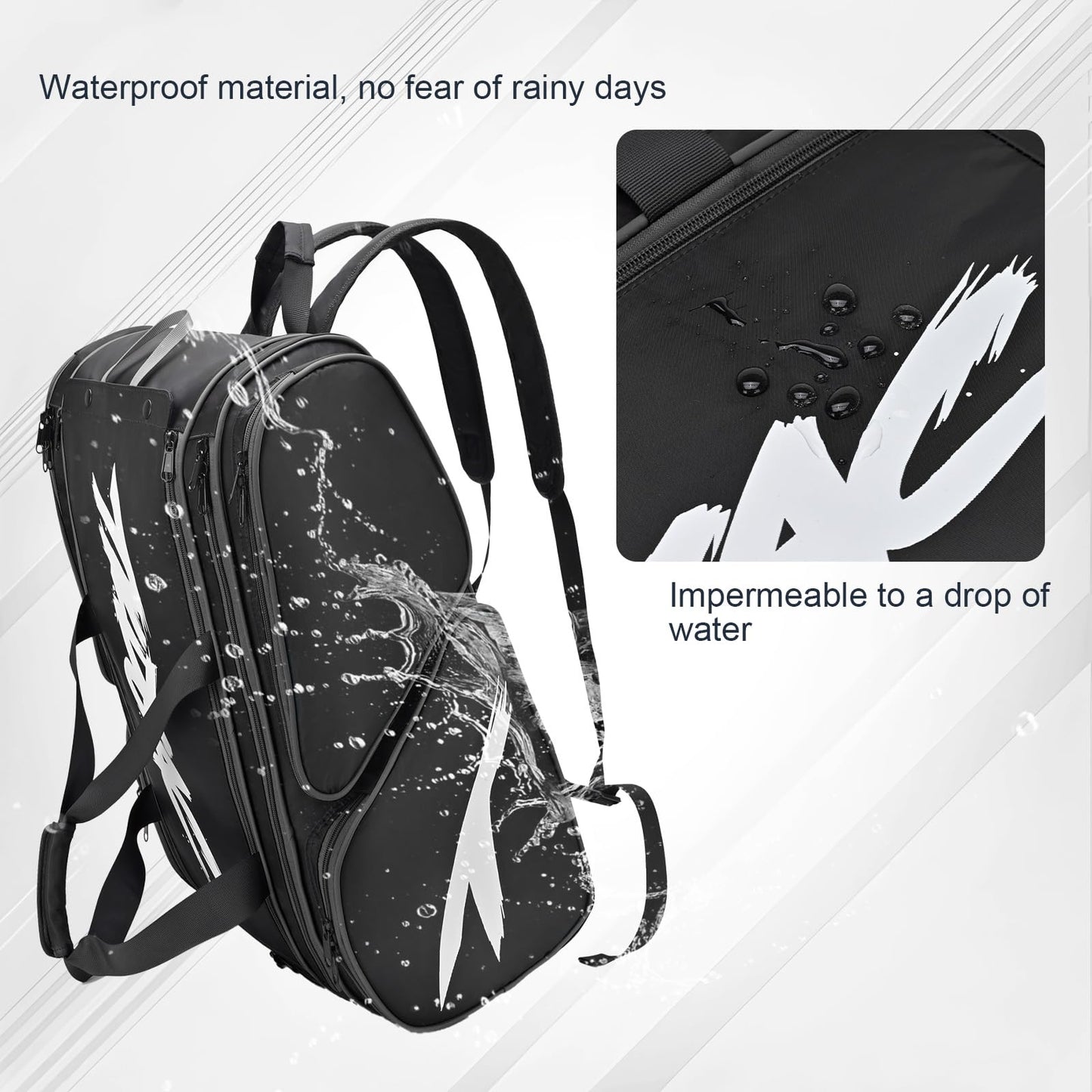 Pickleball Bag - Large Paddle Bag for 4 Paddles & Accessories - Fence Hook, Extra Pockets, Shoe Compartment