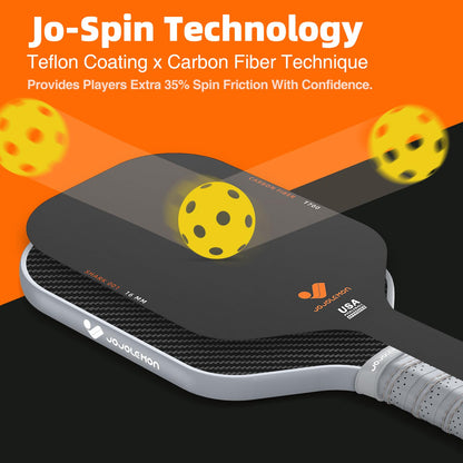 JOJOLEMON Pickleball Paddles, Carbon Fiber Pickleball Paddle with a 16mm Shark Power Polymer Core, The Pickleball Rackets Designed for Ultimate Spin & Consistency