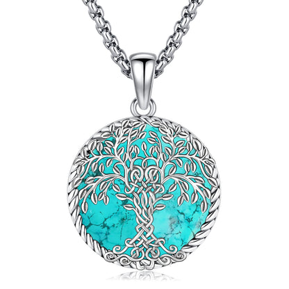 Turquoise Jewelry for Women Men 925 Sterling Silver Pendant Urn Necklaces for Ashes Picture Locket Necklace Thor Hammer Yggdrasil Virgen De Guadalupe St Michael Christopher Judas Witches Knot Necklace