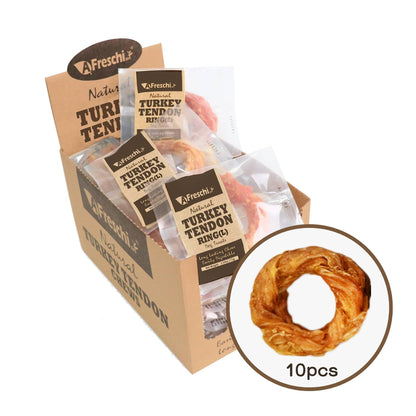 AFreschi Turkey Tendons for Dogs, USA-Sourced, Healthy Dog Treats, Rawhide-Free Puppy Chews, Long Lasting, All Natural, Hypoallergenic Dog Treats for Large Breeds, 1 Count Pack Bone (L)