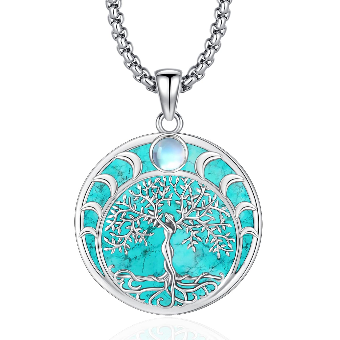 Turquoise Jewelry for Women Men 925 Sterling Silver Pendant Urn Necklaces for Ashes Picture Locket Necklace Thor Hammer Yggdrasil Virgen De Guadalupe St Michael Christopher Judas Witches Knot Necklace