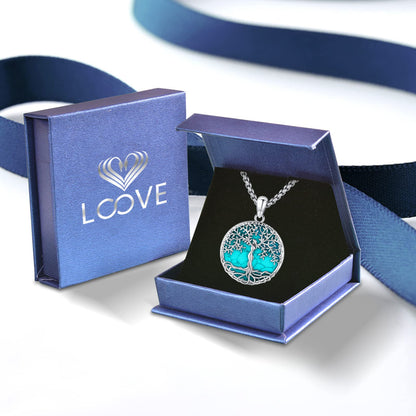 Jewelry Gifts - Tree of Life Necklace Sterling Silver Abalone Shell/Opal/Moonstone/Black Onyx/Turquoise/Malachite/Crystal Family Tree of Life Jewelry for Women Men