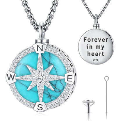 Turquoise Jewelry for Women Men 925 Sterling Silver Pendant Urn Necklaces for Ashes Picture Locket Necklace Thor Hammer Yggdrasil Virgen De Guadalupe St Michael Christopher Judas Witches Knot Necklace