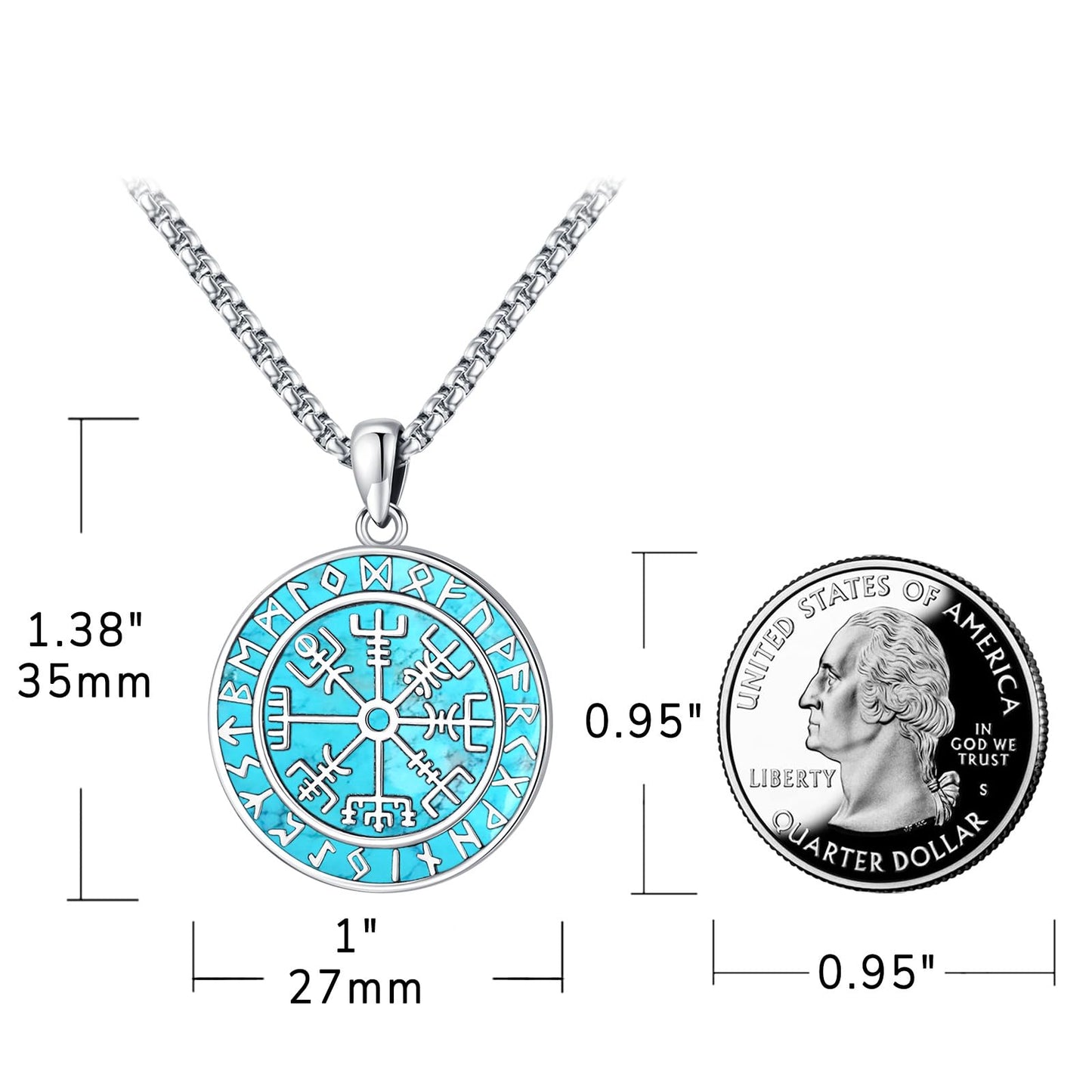Turquoise Jewelry for Women Men 925 Sterling Silver Pendant Urn Necklaces for Ashes Picture Locket Necklace Thor Hammer Yggdrasil Virgen De Guadalupe St Michael Christopher Judas Witches Knot Necklace