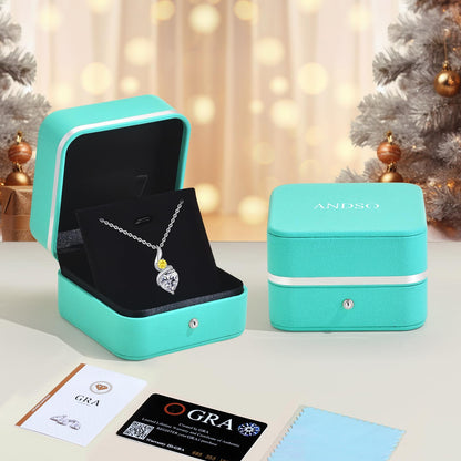 ANDSO Moissanite Heart Pendant Necklaces for Women, 925 Sterling Silver Necklace with Birthstone, Ideal Anniversary Present or Birthday Christmas Valentine Jewelry Gifts for Mom Wife Her Girlfriend