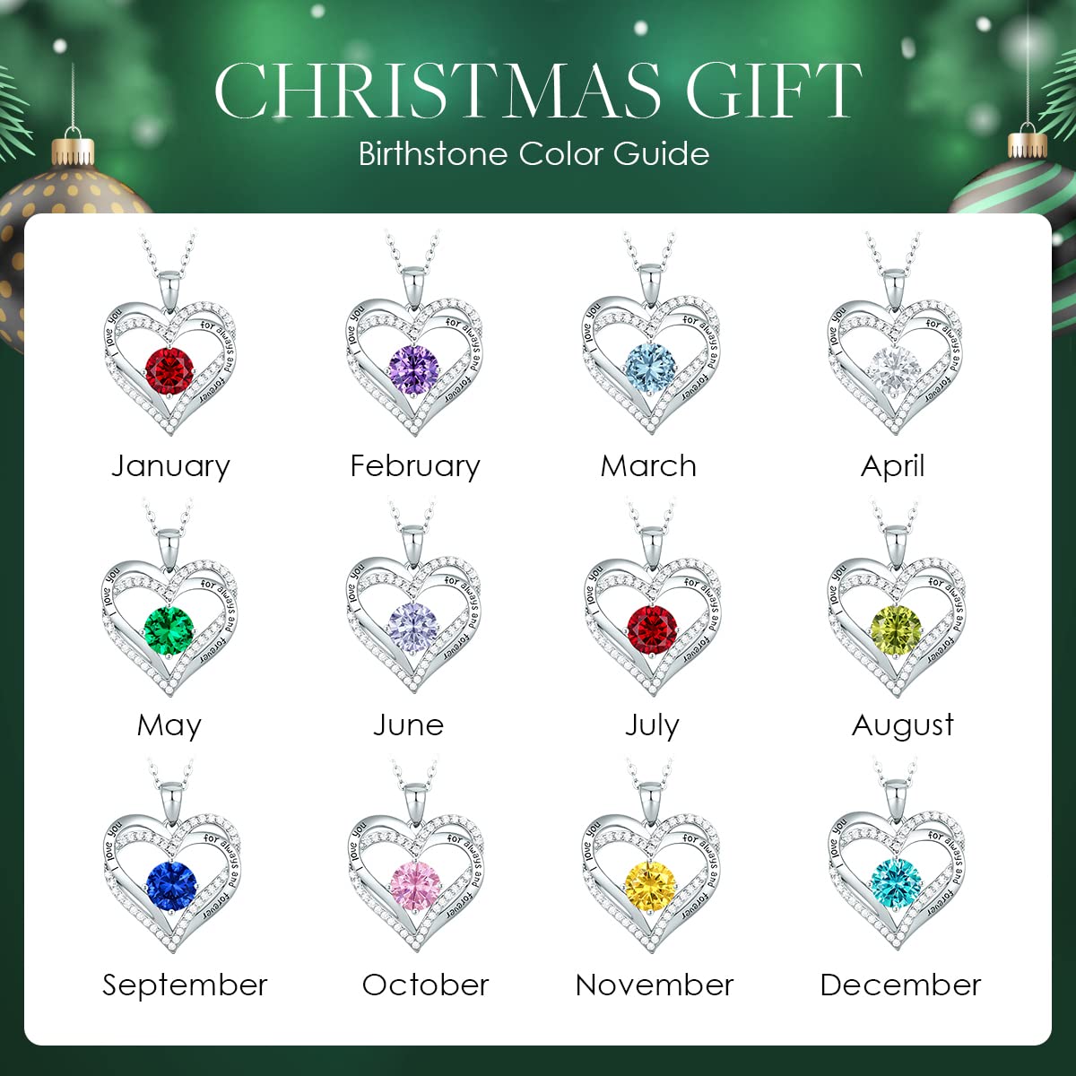 CDE Forever Love Heart Necklaces for Women, Wedding Anniversary, Birthday Mothers Day Christmas Day Gifts for Mom, Mother, Wife, friend, S925 Silver Jewelry with Birthstone Pendant