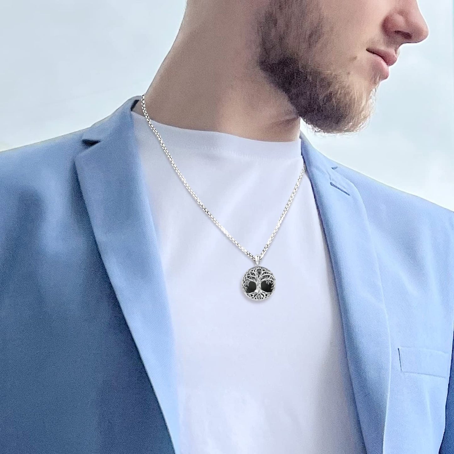 Jewelry Gifts - Tree of Life Necklace Sterling Silver Abalone Shell/Opal/Moonstone/Black Onyx/Turquoise/Malachite/Crystal Family Tree of Life Jewelry for Women Men