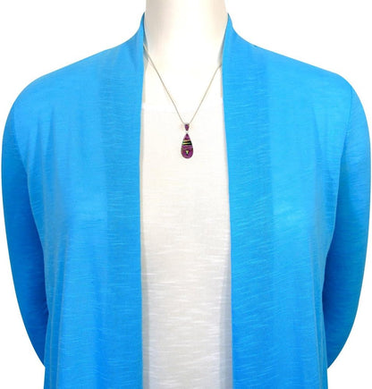 Matching Turquoise & Gemstones Set 925 Sterling Silver (Pendant, Earrings, Necklace 20")