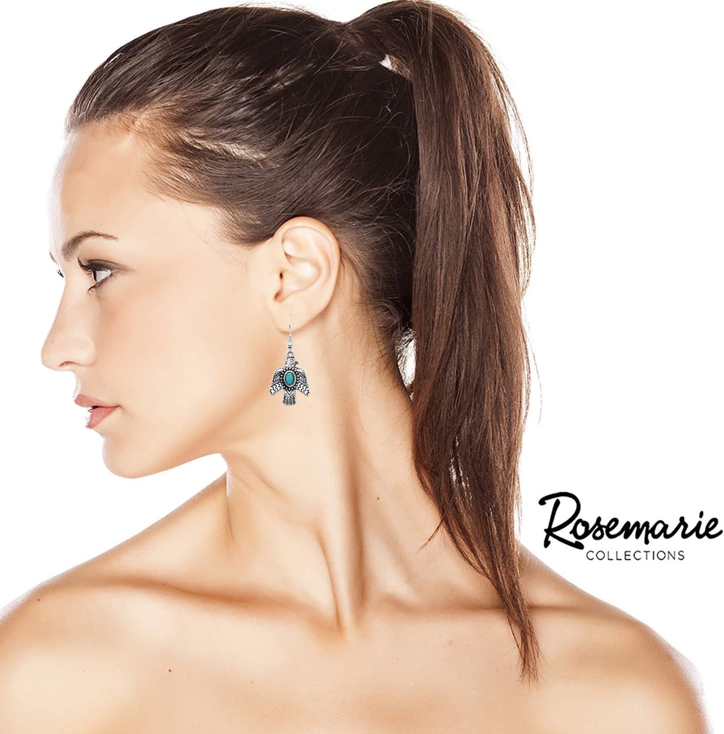 Rosemarie & Jubalee Women's South Western Style Aztec Thunderbird Turquoise Howlite Dangle Earrings