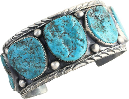wide mens turquoise cuff silver 8 1/4 inch, Navajo cuff bracelet Kingman turquoise cuff, big silver bracelet for men, blue turquoise jewelry