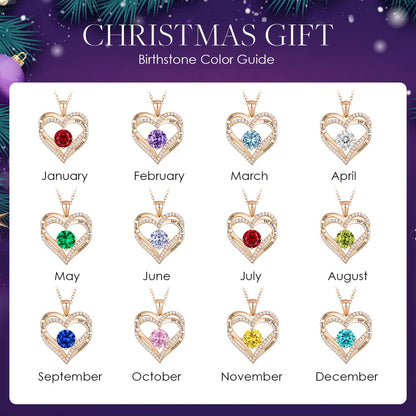 CDE Forever Love Heart Necklaces for Women, Wedding Anniversary, Birthday Mothers Day Christmas Day Gifts for Mom, Mother, Wife, friend, S925 Silver Jewelry with Birthstone Pendant