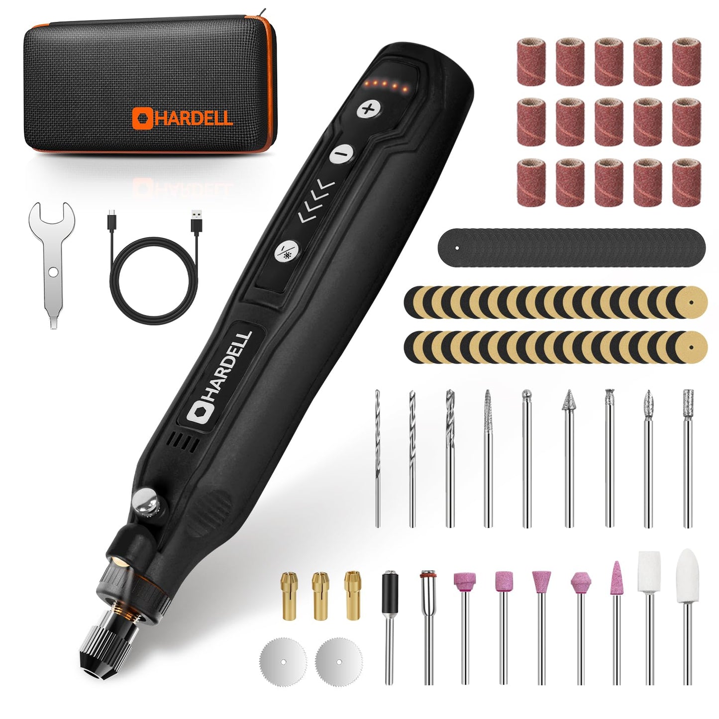 HARDELL Mini Cordless Rotary Tool, 5-Speed and USB Charging Rotary Tool Kit with 69 Accessories, Multi-Purpose 3.7V Power Rotary Tool for Sanding, Polishing, Drilling, Etching, Engraving, DIY Crafts