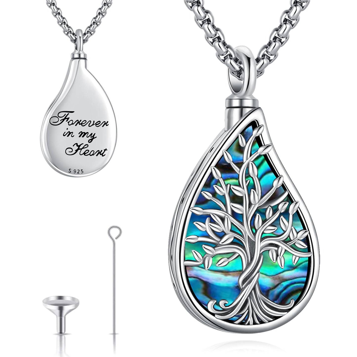 Jewelry Gifts - Tree of Life Necklace Sterling Silver Abalone Shell/Opal/Moonstone/Black Onyx/Turquoise/Malachite/Crystal Family Tree of Life Jewelry for Women Men