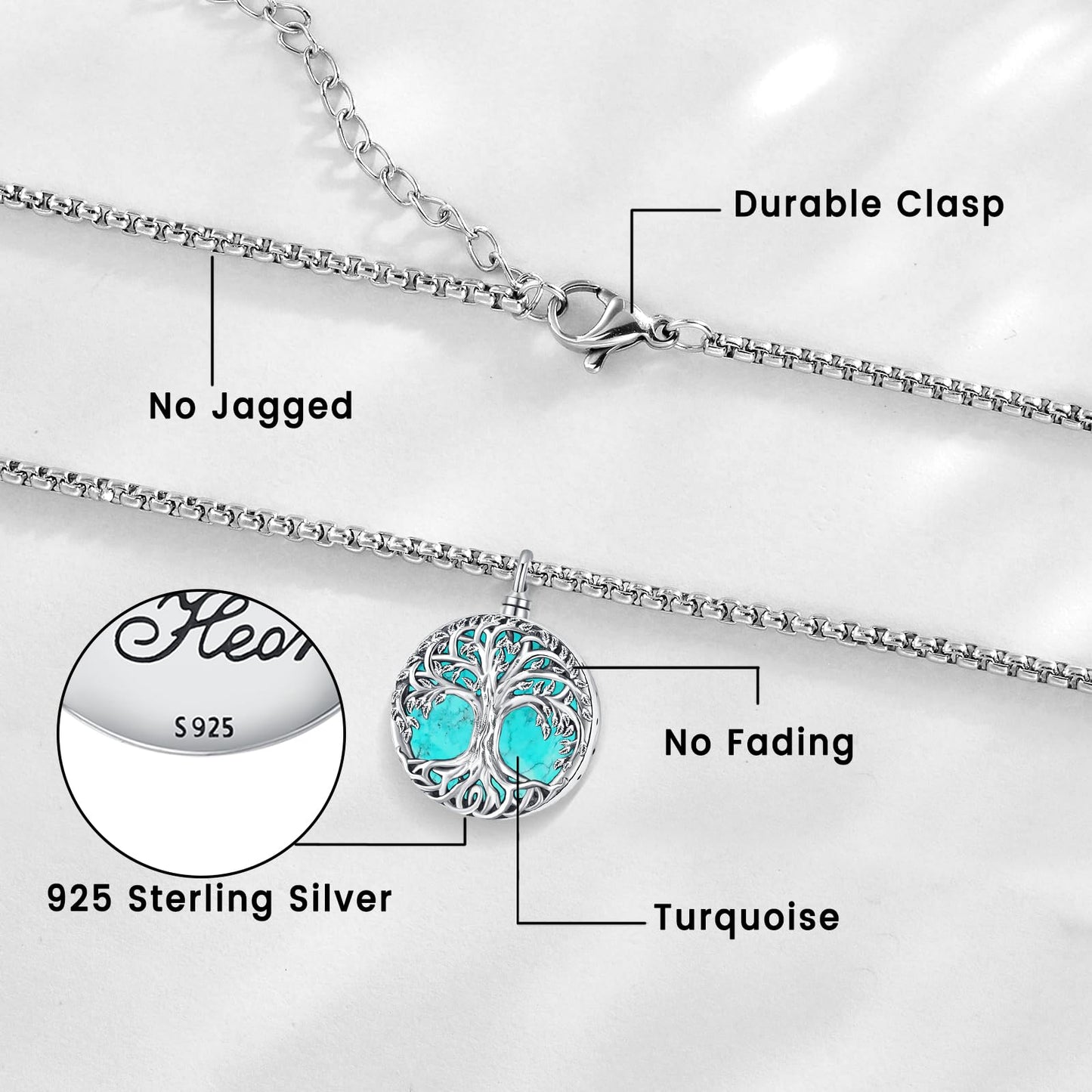 Jewelry Gifts - Tree of Life Necklace Sterling Silver Abalone Shell/Opal/Moonstone/Black Onyx/Turquoise/Malachite/Crystal Family Tree of Life Jewelry for Women Men
