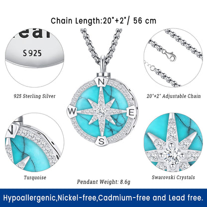 Turquoise Jewelry for Women Men 925 Sterling Silver Pendant Urn Necklaces for Ashes Picture Locket Necklace Thor Hammer Yggdrasil Virgen De Guadalupe St Michael Christopher Judas Witches Knot Necklace