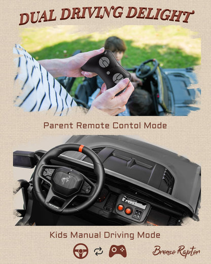First Ride On 24V Ride on Toys for Big Kids, Licensed Ford Bronco Raptor 2 Seater Ride on Cars with Remote Control, Ride on Truck w/ 4-Wheeler Suspension, 3 Speeds, Led Lights, Bluetooth (24V, Pink) | First Ride On, 24V, for Big Kids, 2 Seater, with Remot