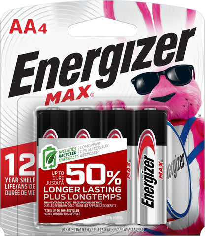 Energizer AA Batteries, MAX Double AA Battery Alkaline, 4 Count