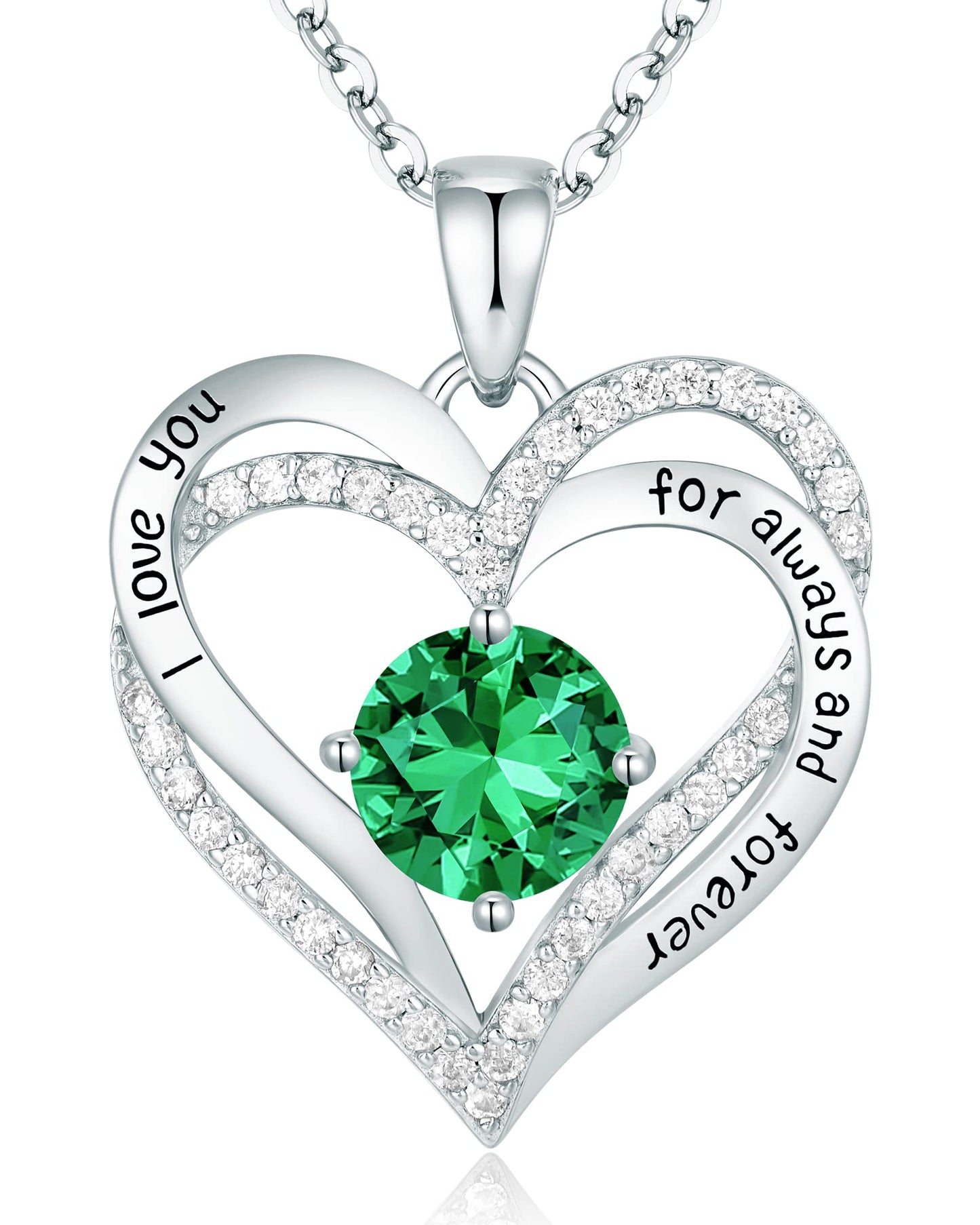 CDE Forever Love Heart Necklaces for Women, Wedding Anniversary, Birthday Mothers Day Christmas Day Gifts for Mom, Mother, Wife, friend, S925 Silver Jewelry with Birthstone Pendant