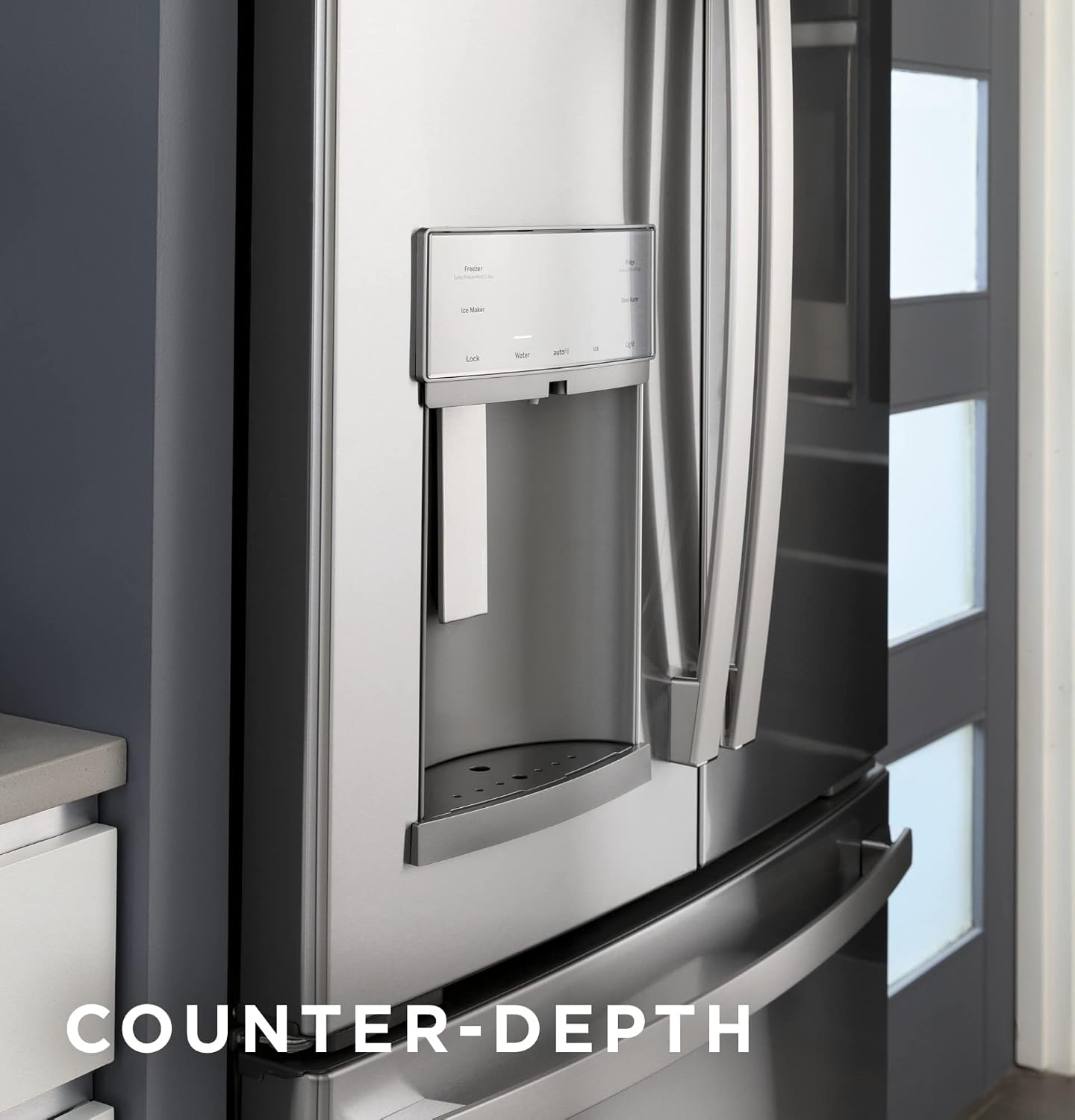 GE PROFILE PYE22KYNFS 36" Counter-Depth Bottom Freezer with French Door Twin Chill Evaporator Quick Space Shelf and LED Lighting in Fingerprint Resistant Stainless Steel