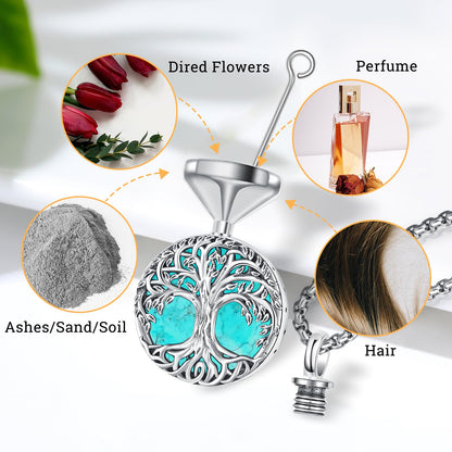 Jewelry Gifts - Tree of Life Necklace Sterling Silver Abalone Shell/Opal/Moonstone/Black Onyx/Turquoise/Malachite/Crystal Family Tree of Life Jewelry for Women Men