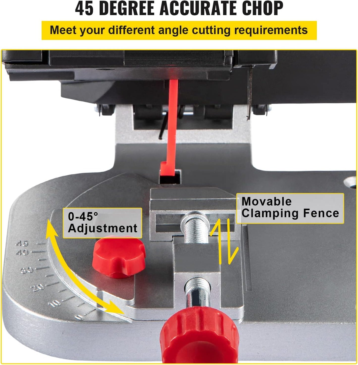 VEVOR Mini Miter Cut-off Chop Saw, 110V Two 2-5/16" Blade of Steel and Resin with 1/2inch Cutting Depth, 0-45° Benchtop Miter Saw for Copper, Aluminum, Wood, Zinc in Hobby Craft