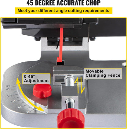 VEVOR Mini Miter Cut-off Chop Saw, 110V Two 2-5/16" Blade of Steel and Resin with 1/2inch Cutting Depth, 0-45° Benchtop Miter Saw for Copper, Aluminum, Wood, Zinc in Hobby Craft