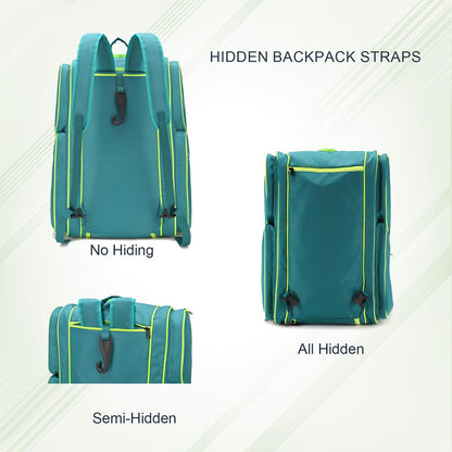 Pickleball Bag - Large Paddle Bag for 4 Paddles & Accessories - Fence Hook, Extra Pockets, Shoe Compartment