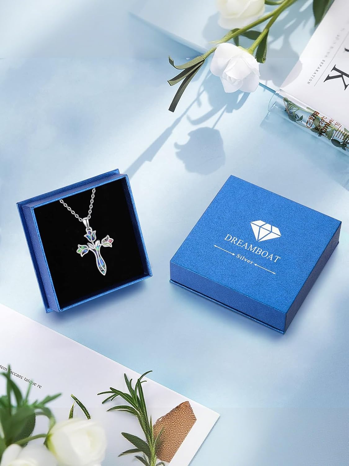 Dreamboat Cross Necklace for Womens Sterling Silver Cross Pendant Christian Necklace Confirmation Gifts Faith Religious Jewelry