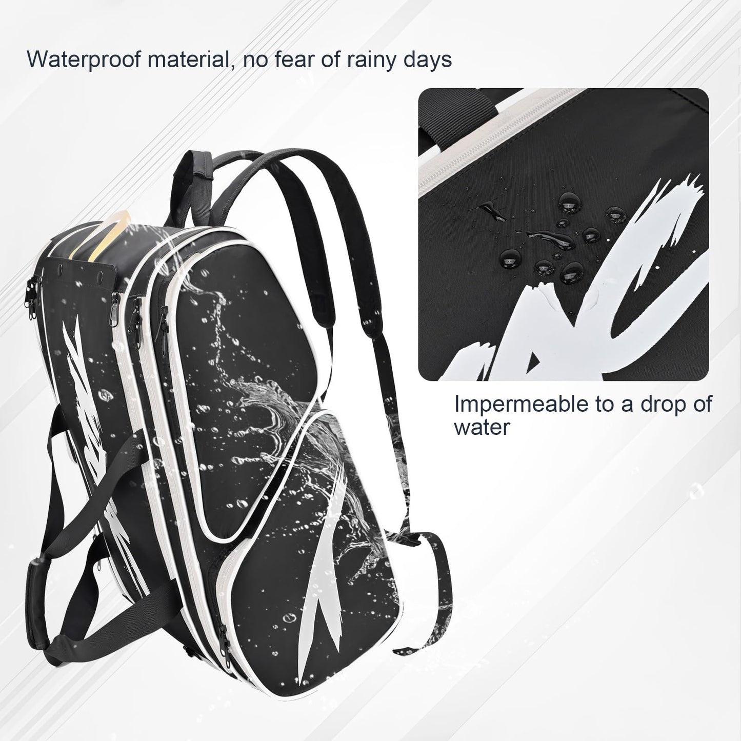Pickleball Bag - Large Paddle Bag for 4 Paddles & Accessories - Fence Hook, Extra Pockets, Shoe Compartment