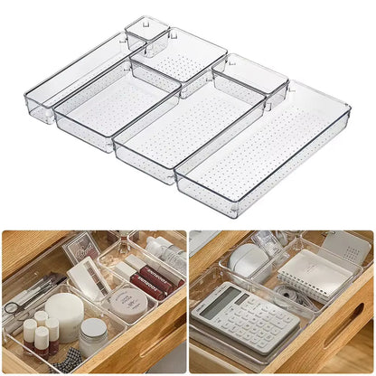 ClearNest Organizer – Transparent Anti-Scratch Drawer Storage Box for Cosmetics, Office & Home