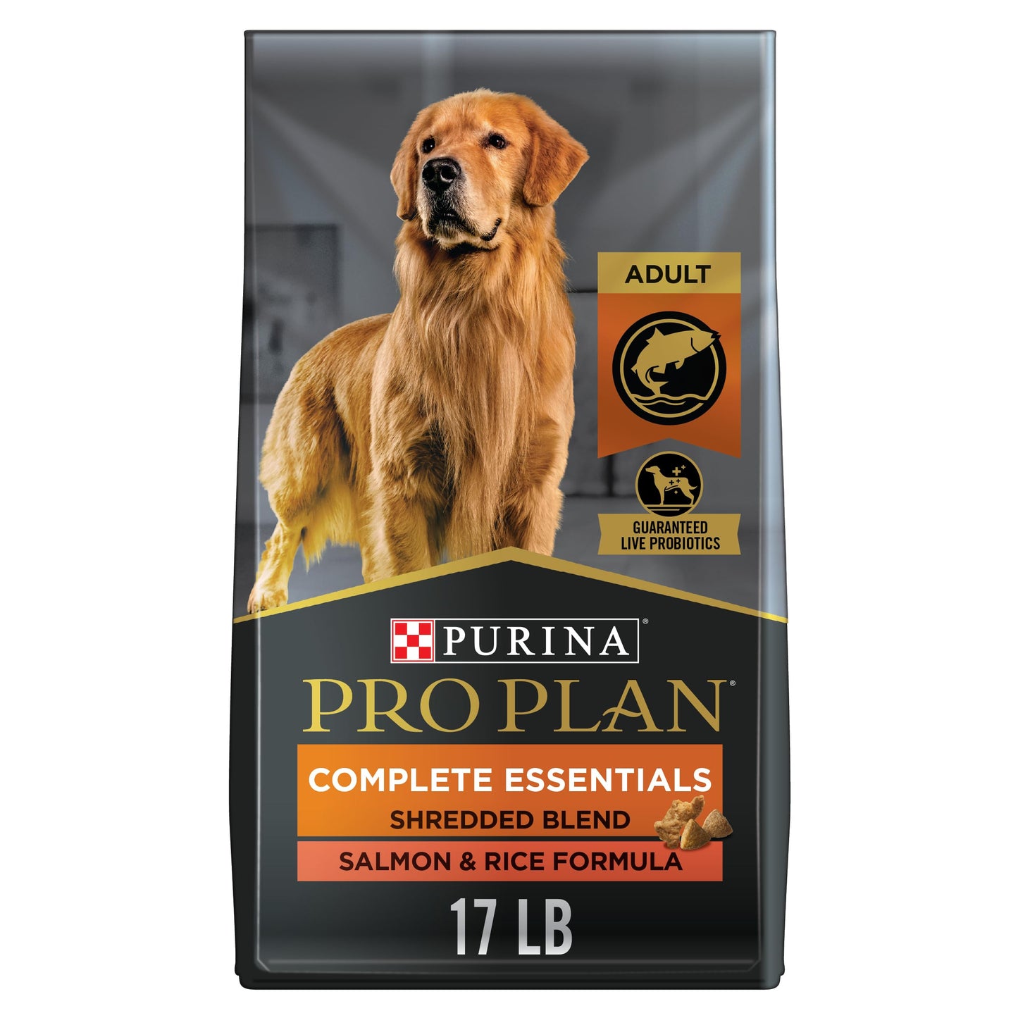 Purina Pro Plan Complete Essentials Shredded Blend Salmon and Rice Dog Food Dry Formula with Probiotics for Dogs - 33 lb. Bag