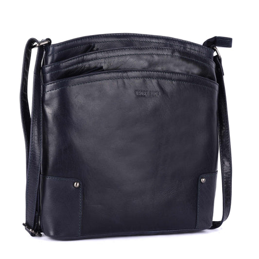 Terry Large Soft Real Leather Womens Crossbody Handbags and Purses-Triple Zip Premium Sling Crossover Shoulder Bag