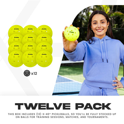 Franklin Sports X-40 Outdoor Pickleballs - Official Ball of USA Pickleball, APP Tour + US Open - Regulation Size