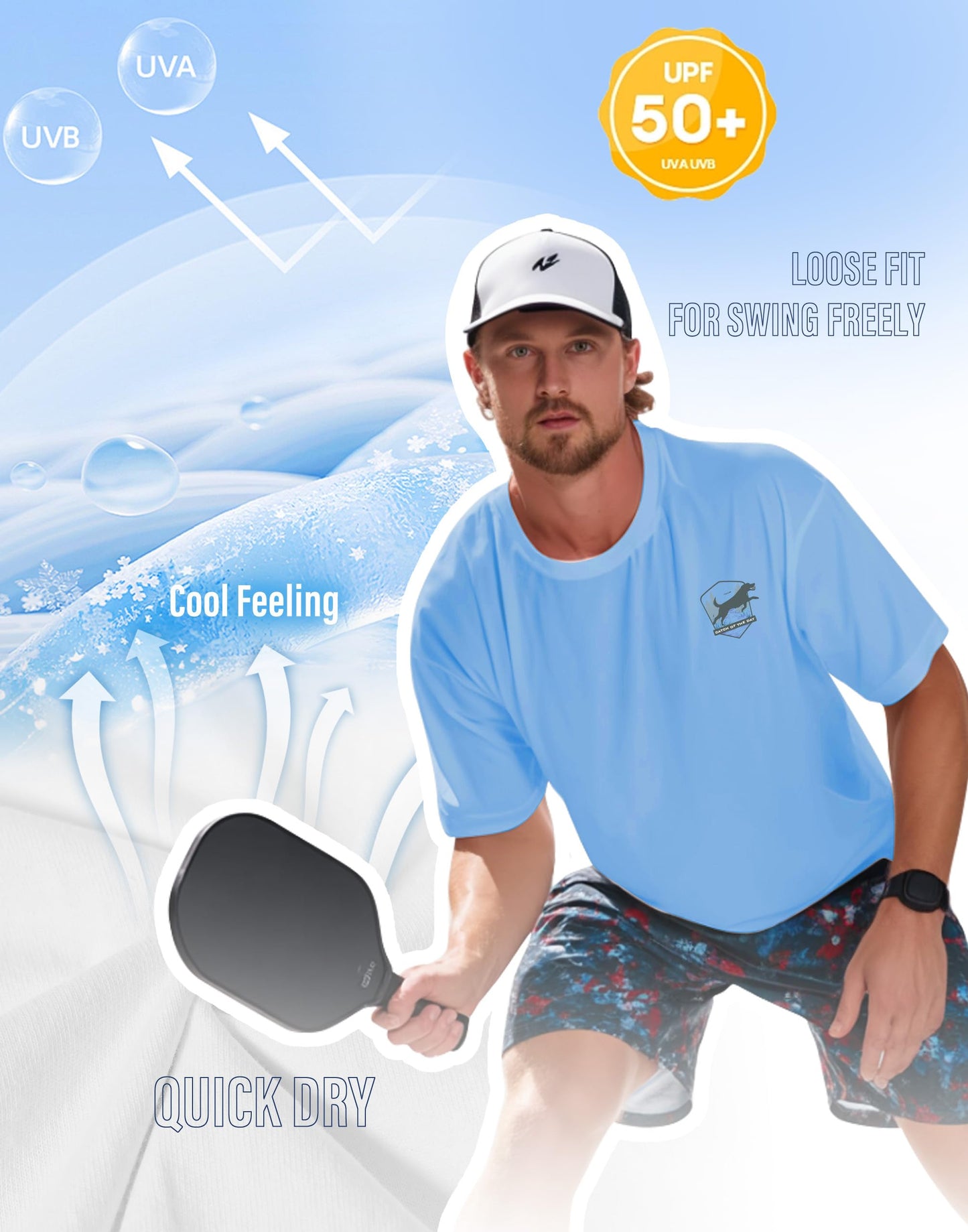 Pickleball Shirts for Men - UPF 50+ Quick Dry Performance Tee Short Sleeve T-Shirt for Pickleball Players
