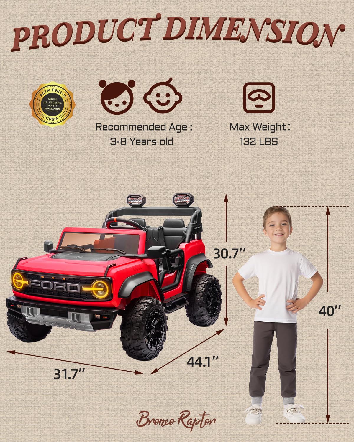 First Ride On 24V Ride on Toys for Big Kids, Licensed Ford Bronco Raptor 2 Seater Ride on Cars with Remote Control, Ride on Truck w/ 4-Wheeler Suspension, 3 Speeds, Led Lights, Bluetooth (24V, Pink) | First Ride On, 24V, for Big Kids, 2 Seater, with Remot
