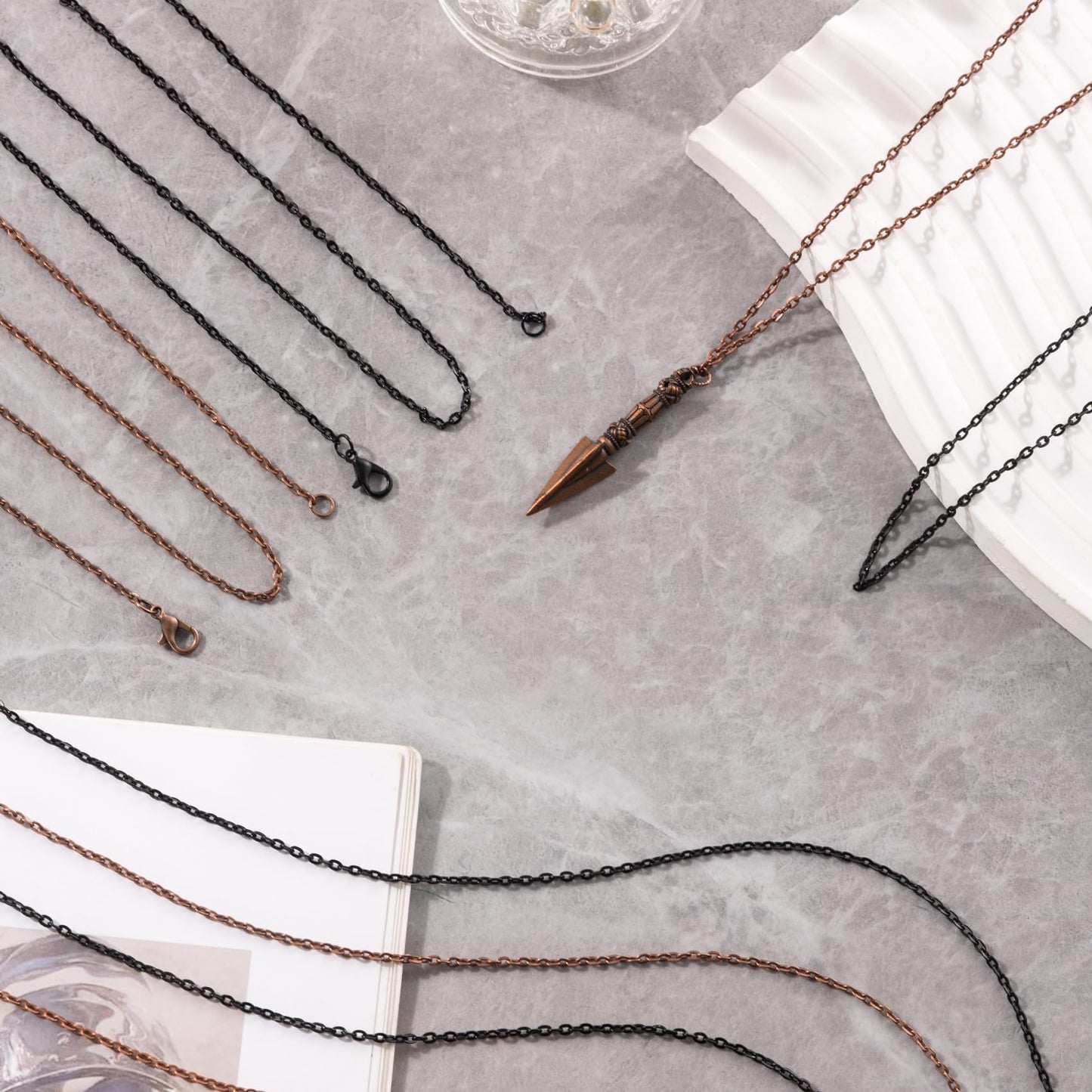 Lemonkey 24 Pack Necklace Chains Bulk,Gold and Silver Plated DIY Cable Link Chains for Jewelry Making 18 Inches