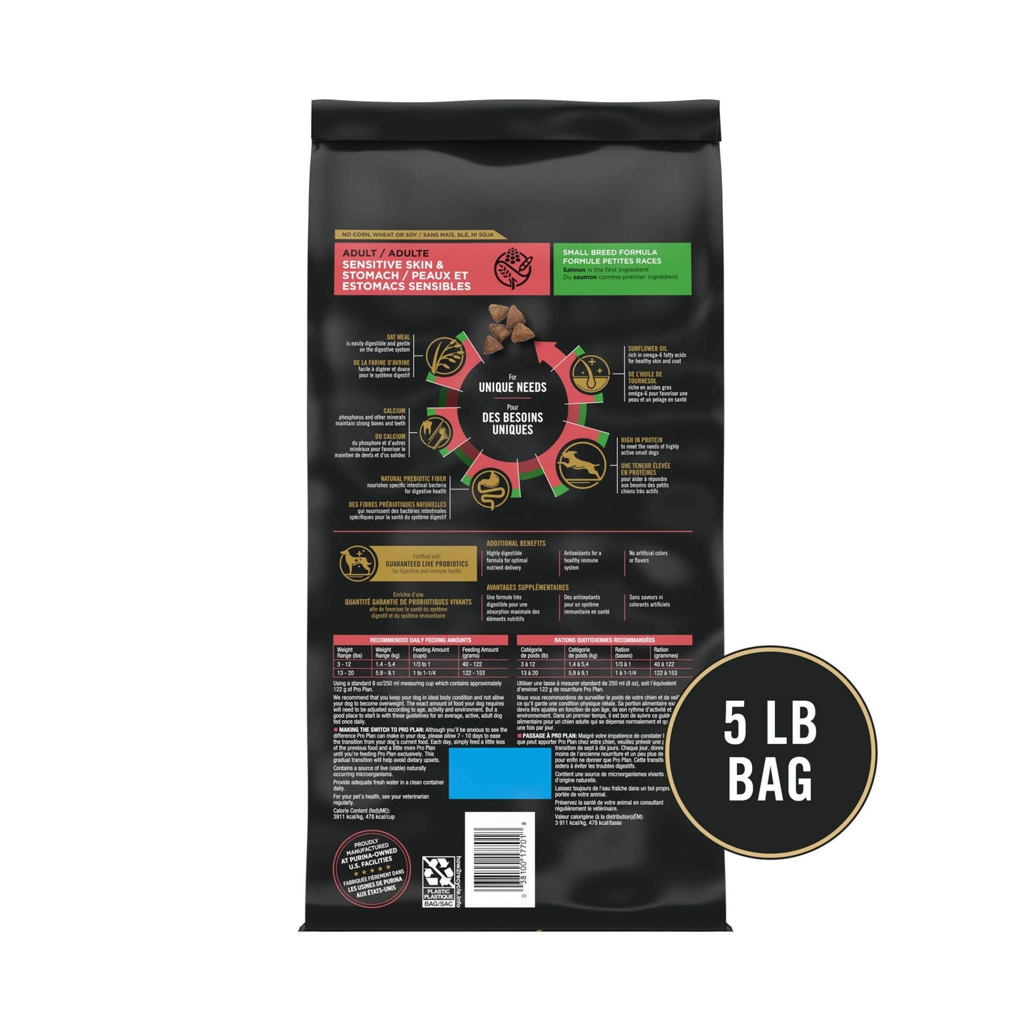 Purina Pro Plan Sensitive Skin and Stomach Dog Food Small Breed, Adult Salmon & Rice Formula - 4 lb. Bag