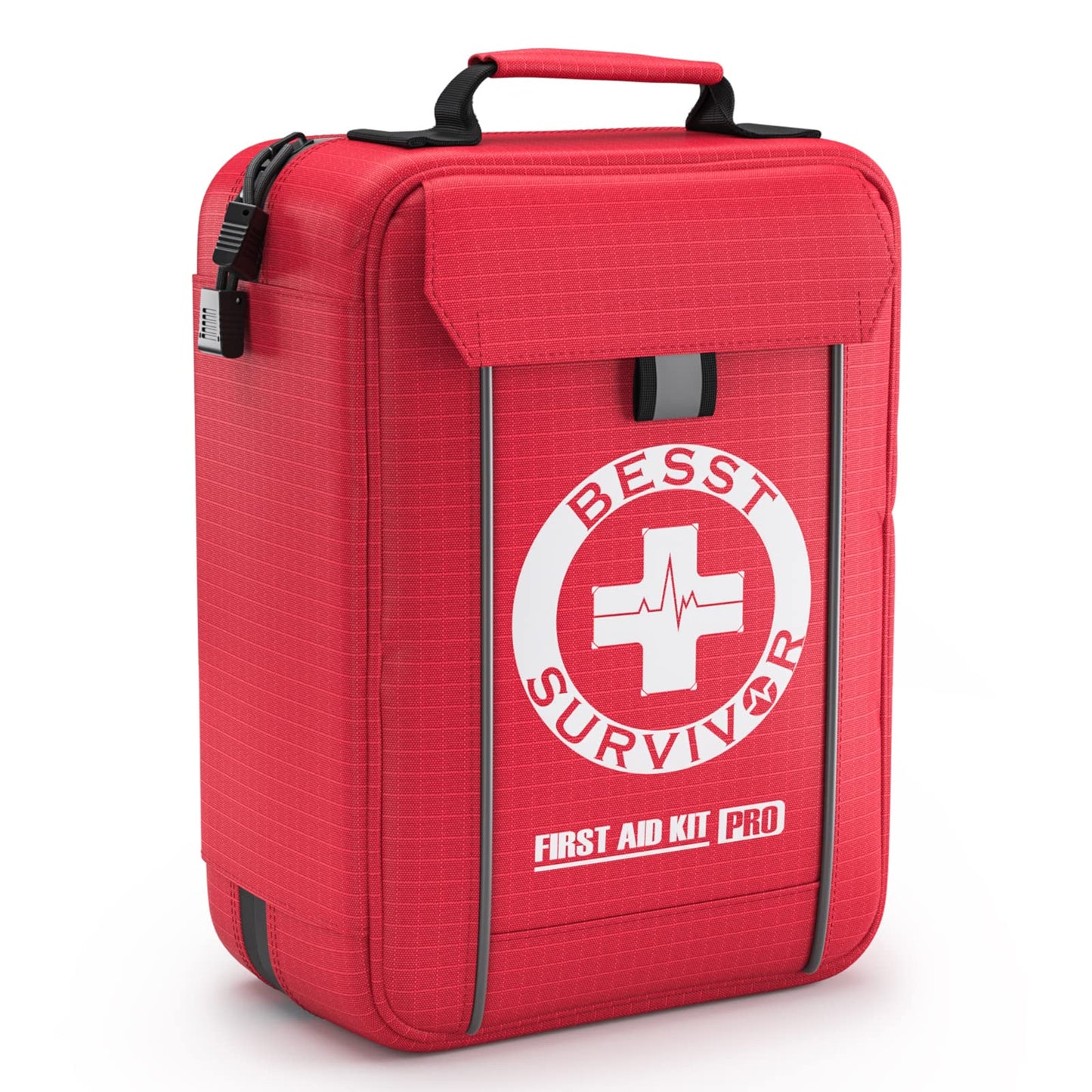 Besst Survivor Premium First Aid Kit - Waterproof Molle Medical Bag with Color-Coded Compartments, with Israeli Bandage, Rescue Blanket & CPR Mask for Home, Car, Hiking, Camping & Outdoor Emergencies