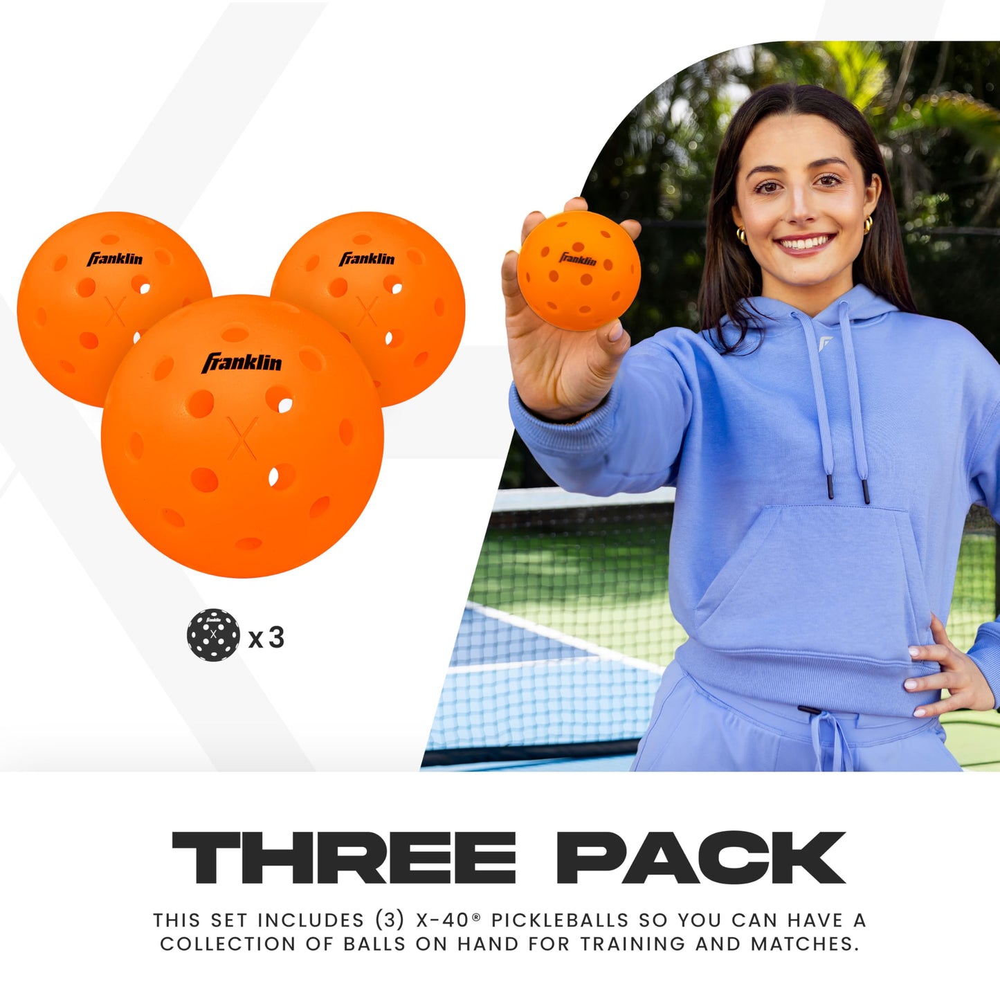 Franklin Sports X-40 Outdoor Pickleballs - Official Ball of USA Pickleball, APP Tour + US Open - Regulation Size