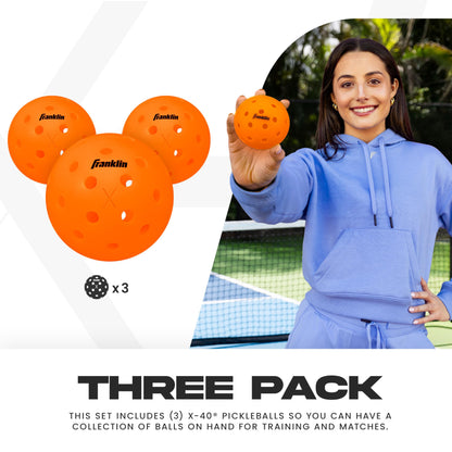 Franklin Sports X-40 Outdoor Pickleballs - Official Ball of USA Pickleball, APP Tour + US Open - Regulation Size