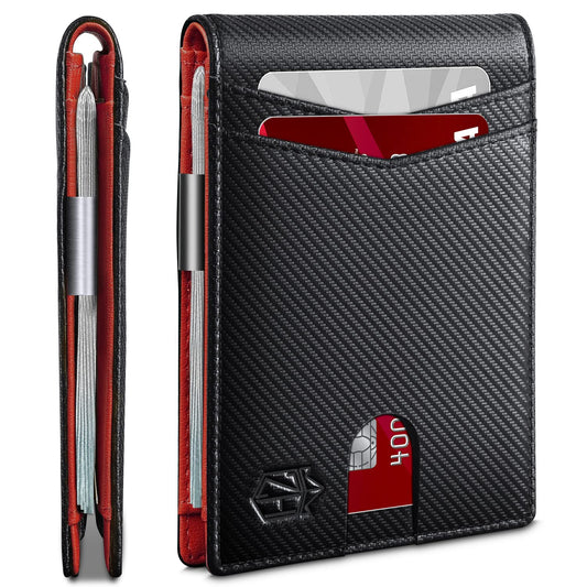 Zitahli Money Clip Wallets for Men,Slim Bifold Wallet 10-12 Cards, Mens Leather Wallet with ID Window,RFID Blocking Thin Minimalist Credit Card Holder,Gifts for Him