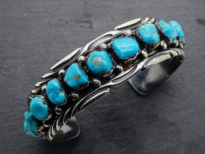 sterling silver Native American cuff bracelet genuine turquoise gemstones