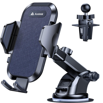 andobil Car Phone Holder, 2026 Military-Grade 89lbs Strongest Suction Phone Holders for Your Car Dashboard/Windshield/Vent Easy Clamp Car Phone Mount Stand for iPhone 17 16 15 14 13 Pro Max Samsung