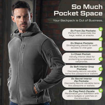 Baerskin Tactical Hoodie Jacket for Men 4.0 - Military Style Fleece Sweater for Cold, Rain, Wind or Snow