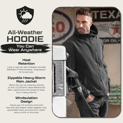 Baerskin Tactical Hoodie Jacket for Men 4.0 - Military Style Fleece Sweater for Cold, Rain, Wind or Snow