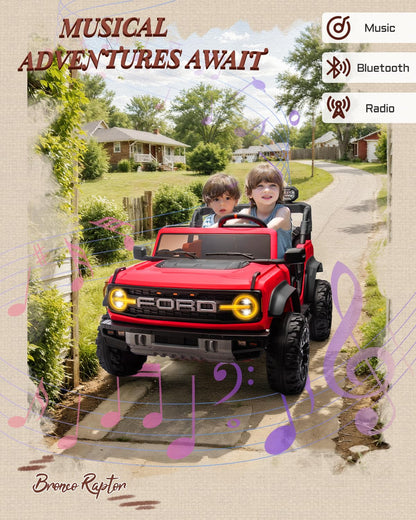 First Ride On 24V Ride on Toys for Big Kids, Licensed Ford Bronco Raptor 2 Seater Ride on Cars with Remote Control, Ride on Truck w/ 4-Wheeler Suspension, 3 Speeds, Led Lights, Bluetooth (24V, Pink) | First Ride On, 24V, for Big Kids, 2 Seater, with Remot