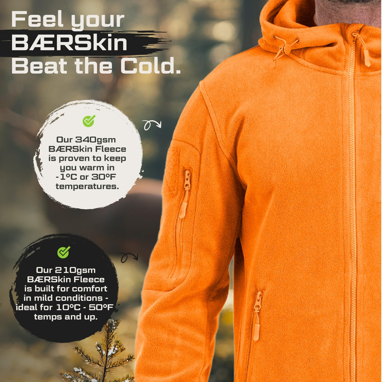 Baerskin Tactical Hoodie Jacket for Men 4.0 - Military Style Fleece Sweater for Cold, Rain, Wind or Snow