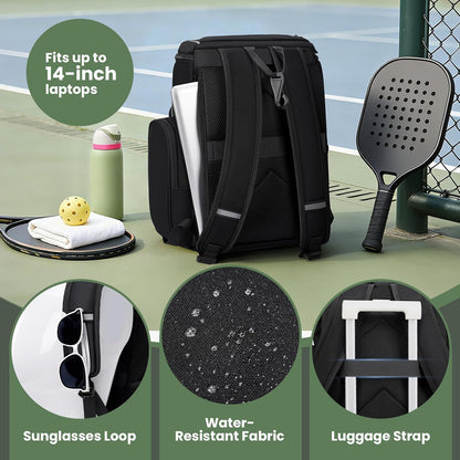Ytonet Pickleball Bag Fits 4 to 8 Paddles, Large Capacity Pickleball Backpack with Shoe Compartment, Pickleball Paddle Bag Accessories Gifts for Men, Black