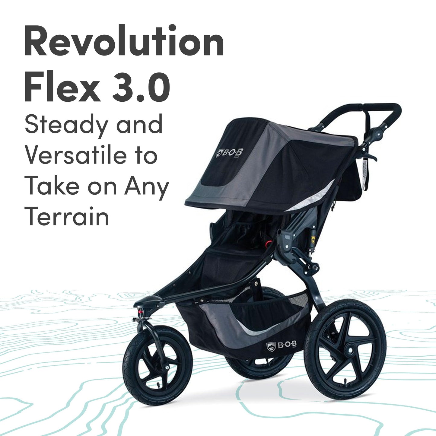BOB Gear Revolution Flex 3.0 Duallie Jogging Stroller, Double Stroller, Graphite Black